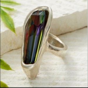 UNOde50 Meteorite Ring Swarovski Crystals Size 8.5